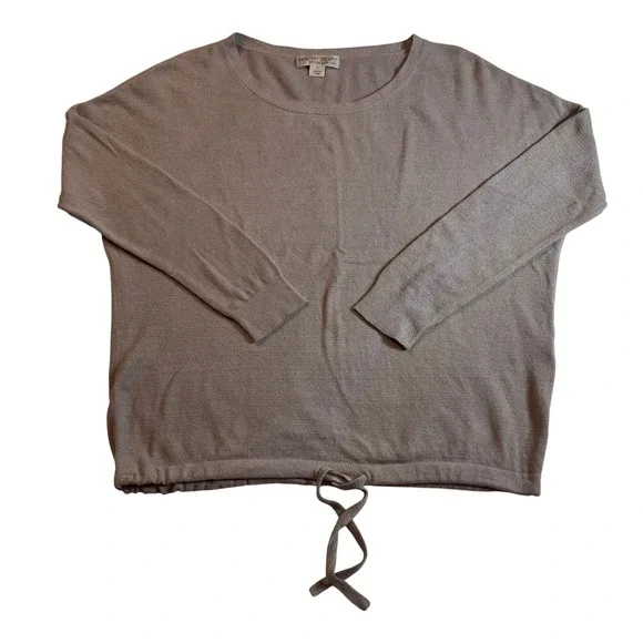 Barefoot Dreams CozyChic Ultra Lite Sweater Taupe Drawstring Pullover Size S - Picture 1 of 7